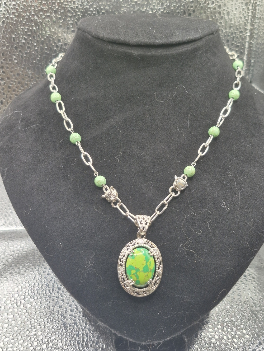 Mojave Green Turquoise Stone Pendant Paperclip Necklace